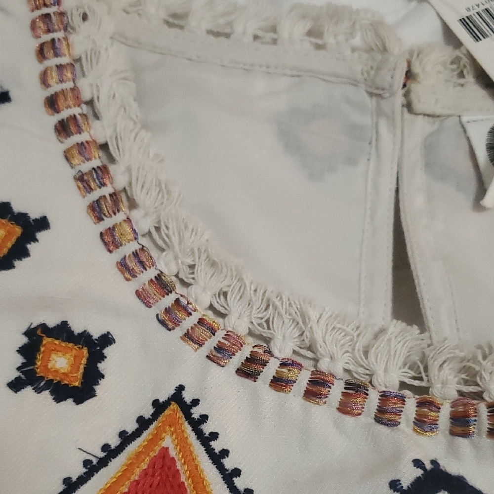 NWT Anthropologie White Midi Dress with Multicolor Embroidery - Picture 6 of 6